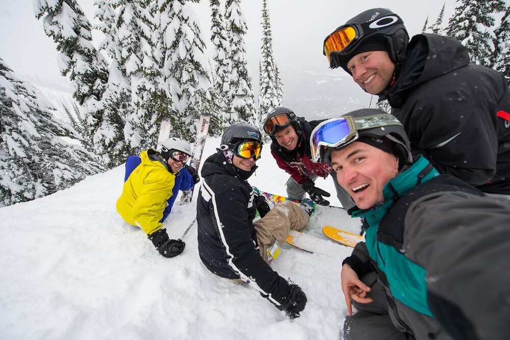 Group of friends enjoying their first ski trip in Fernie
