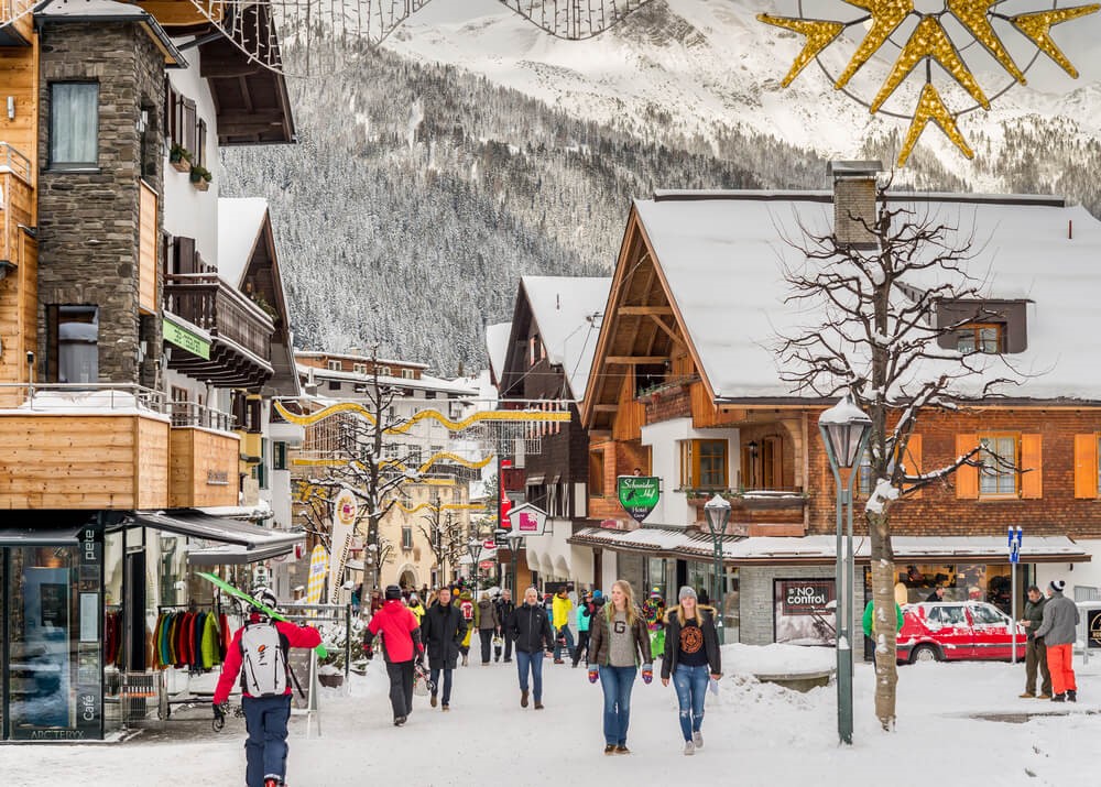 Ski village of St. Anton in Austria during the winter