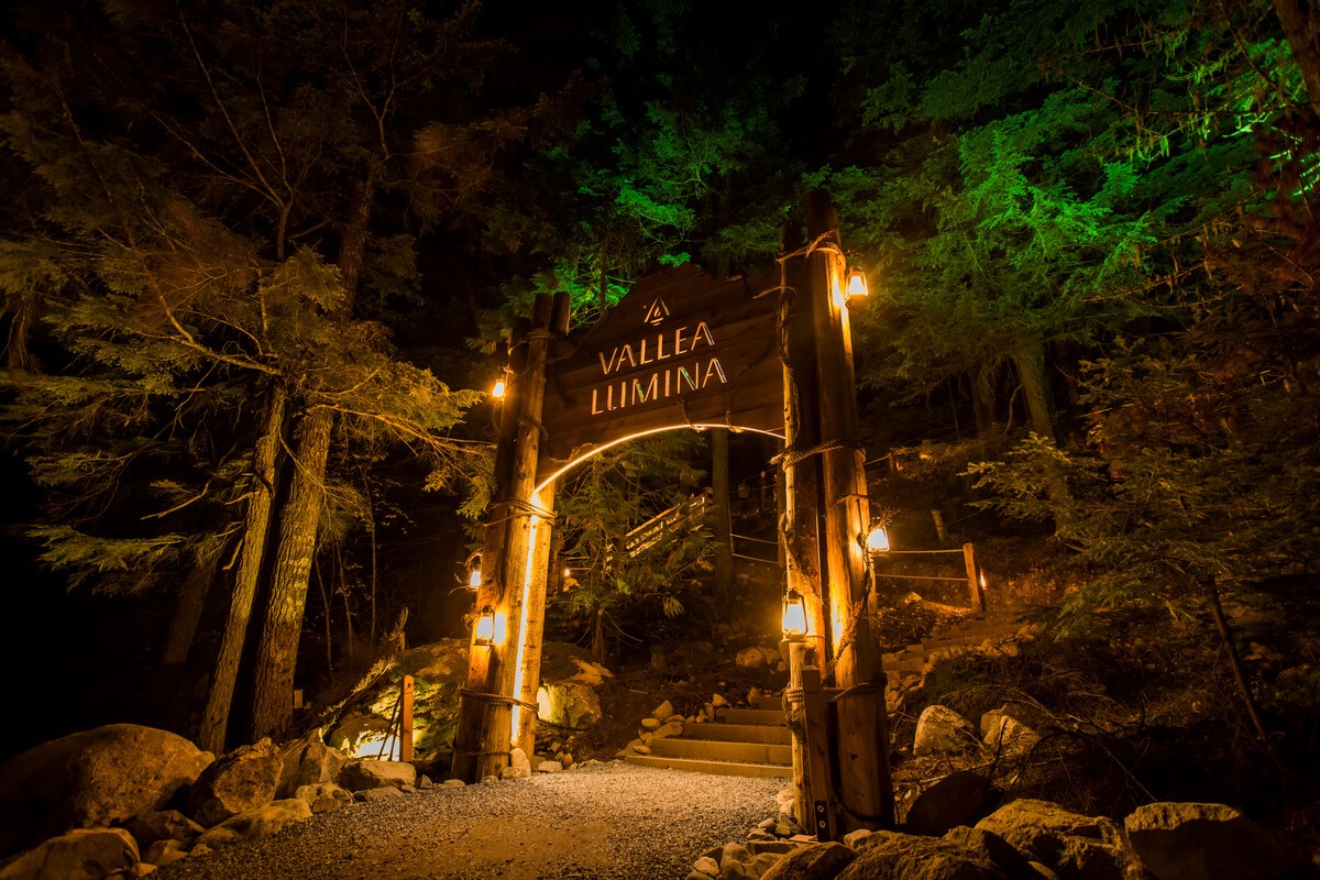 The entrance to Vallea Lumina near Whistler Village