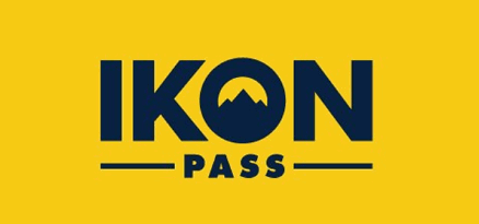Ikon Pass Logo on a yellow background.