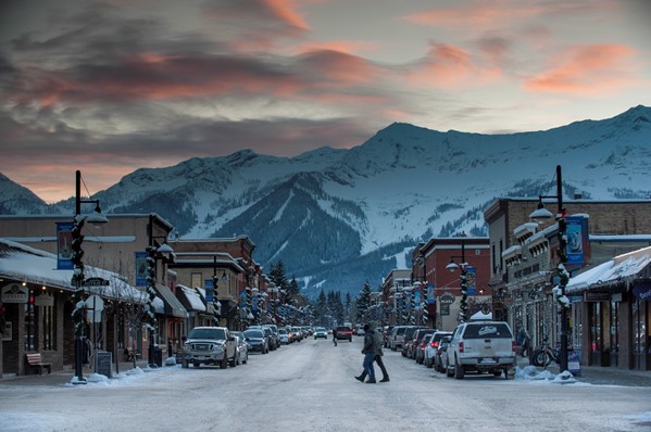 Main street of Fernie ski town on the powder Highway