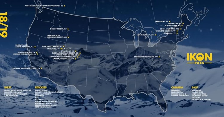 Ikon Pass Destination Map