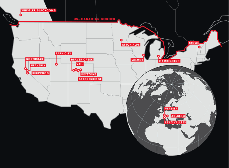 Epic Pass Destination Map