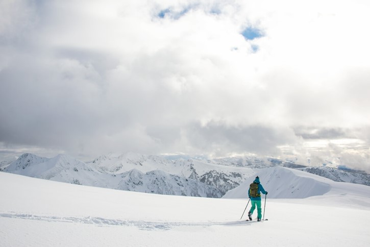 Backcountry skier explores the Rocky Mountains