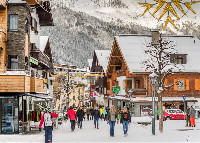 Ski village of St. Anton in Austria during the winter