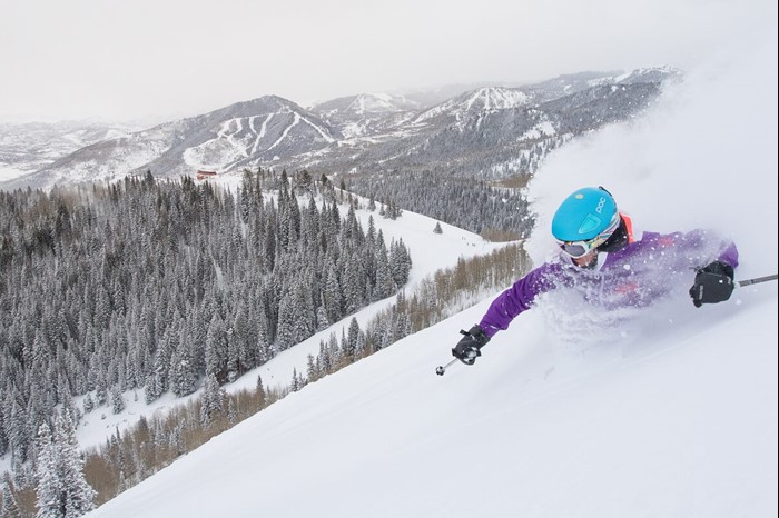 Skier enjoying powder snow at Park City Utah