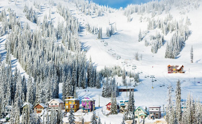 Silverstar resort and village in the winter