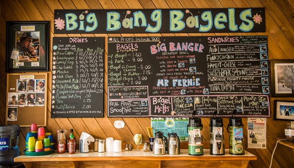 Big Bang Bagels chalkboard menu
