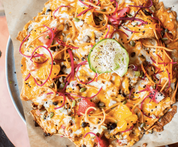A plate of delicious looking nachos